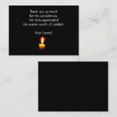 お葬儀後の黒のキャンドルライトありがとう ノートカード (正面/裏面)