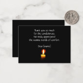 お葬儀後の黒のキャンドルライトありがとう ノートカード (正面/裏面インサイチュ)