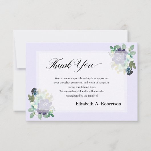 お葬式ありがとう紫の花 サンキューカード (正面)