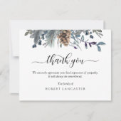 お葬式ありがとう青素朴い葉 サンキューカード (正面)