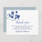 お葬式お礼 |シンプルフローラ水色 サンキューカード (正面/裏面)