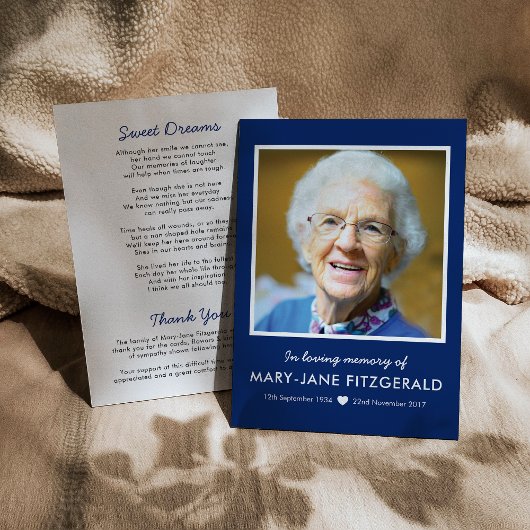 お葬式の写真 |愛する記憶の海軍 サンキューカード