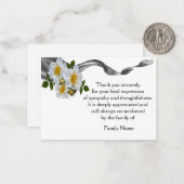 お葬式の後に黒いリボンの白いバラありがとう ノートカード (正面/裏面インサイチュ)