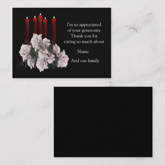 お葬式の後の白いバラとろうそく ノートカード (正面/裏面)