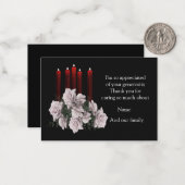 お葬式の後の白いバラとろうそく ノートカード (正面/裏面インサイチュ)