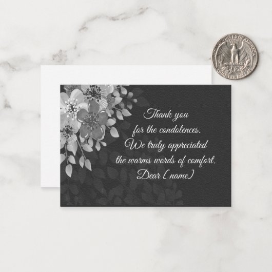 お葬式の後の美しい白い感謝してい花々 ノートカード (正面/裏面インサイチュ)