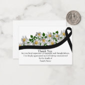 お葬式の後、白い花の黒いリボン ノートカード (正面/裏面インサイチュ)