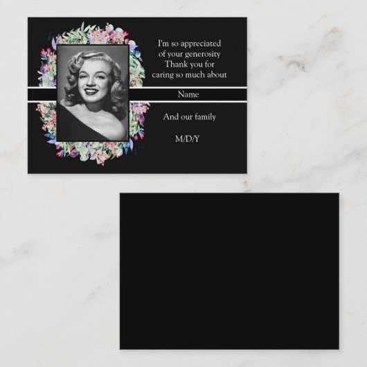 お葬式の後、黒に水彩の花を咲かせる ノートカード (正面/裏面)