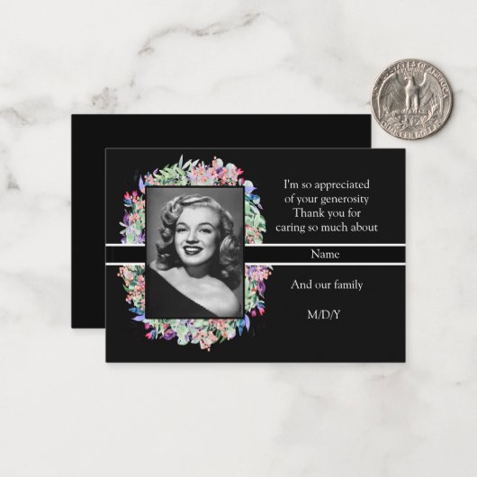 お葬式の後、黒に水彩の花を咲かせる ノートカード (正面/裏面インサイチュ)