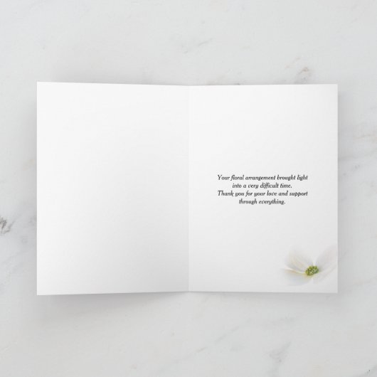 お葬式の花の庭のドアありがとう カード (内部)