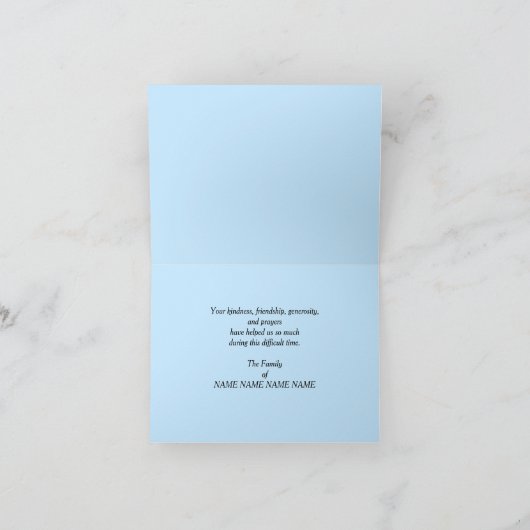 お葬式の花、レイク・リフレクションに感謝 サンキューカード (内部)