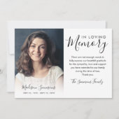 お葬式エレガント写真悔やみや弔慰悲しみ サンキューカード (正面)