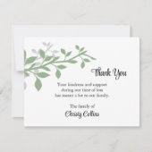 お葬式カード、緑と灰色の枝 ノートカード (正面)