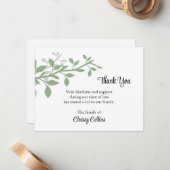 お葬式カード、緑と灰色の枝 ノートカード (正面/裏面インサイチュ)