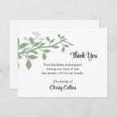 お葬式カード、緑と灰色の枝 ノートカード (正面/裏面)