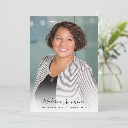 お葬式スタイリッシュ写真悔やみや弔慰悲しみ サンキューカード (スタンド正面)