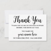お葬式パーソナライズされた感謝いたします サンキューカード (正面)