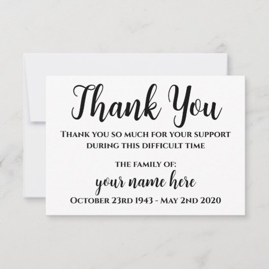 お葬式パーソナライズされた感謝いたします サンキューカード (正面)