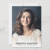 お葬式ミニマル悔やみや弔慰悲しい写真 サンキューカード (正面)