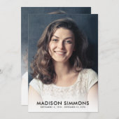 お葬式ミニマル悔やみや弔慰悲しい写真 サンキューカード (正面/裏面)