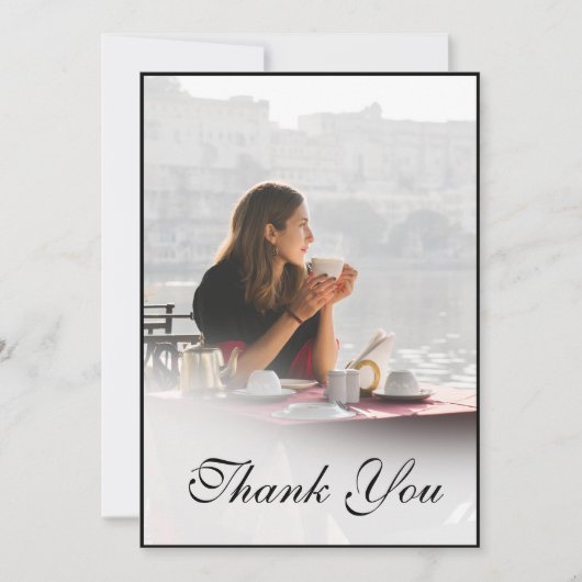 お葬式個人写真シンプルエレガントありがとう サンキューカード (正面)