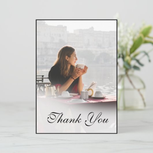 お葬式個人写真シンプルエレガントありがとう サンキューカード (スタンド正面)