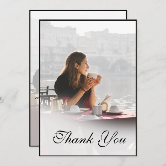 お葬式個人写真シンプルエレガントありがとう サンキューカード (正面/裏面)