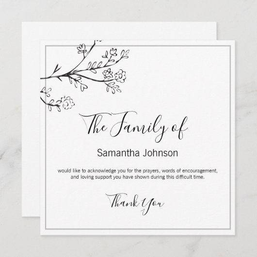 お葬式感謝のお店と蝶の写真1枚 サンキューカード (正面/裏面)