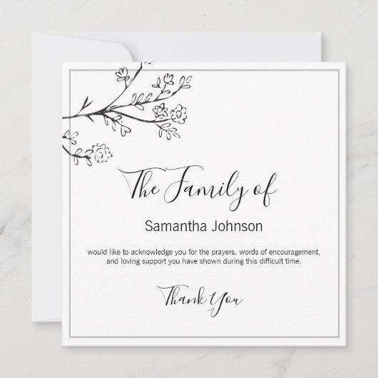 お葬式感謝のお店と蝶の写真1枚 サンキューカード (正面)