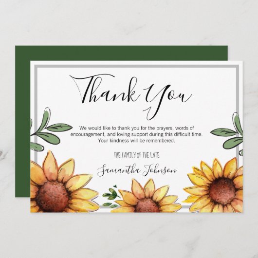 お葬式感謝素朴の日輪 サンキューカード (正面/裏面)