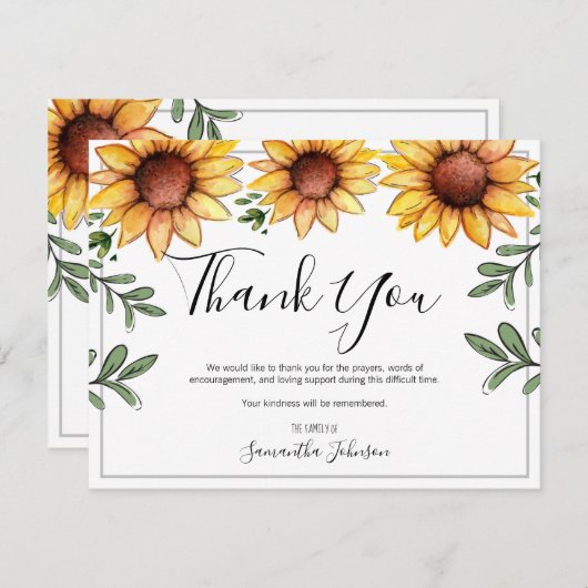 お葬式感謝素朴の日輪 サンキューカード (正面/裏面)