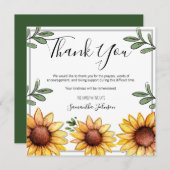 お葬式感謝素朴ひまわり1枚 サンキューカード (正面/裏面)