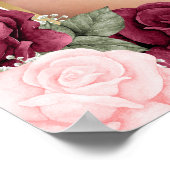 お葬式歓迎 レッド ピンク ゴールド フローラル フォト サイン (角)