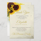 お葬式記念写真ひまわり素朴ありがとう サンキューカード (正面/裏面)