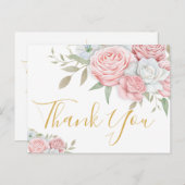 お葬式 | ピンクの白いバラ インビテーションポストカード (正面/裏面)