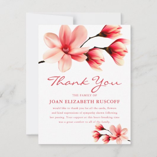 お葬式 |ピンクマグノリア記念碑 サンキューカード (正面)