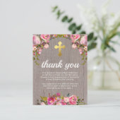 お葬式 |ピンク素朴フローラ サンキューカード (スタンド正面)
