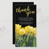 お葬式 | 悔やみや弔慰イエローチューリップ サンキューカード (正面/裏面)