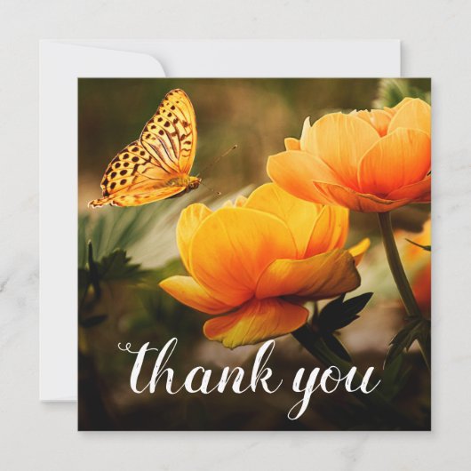 お葬式 |黄色いオレンジ色の花 サンキューカード (正面)