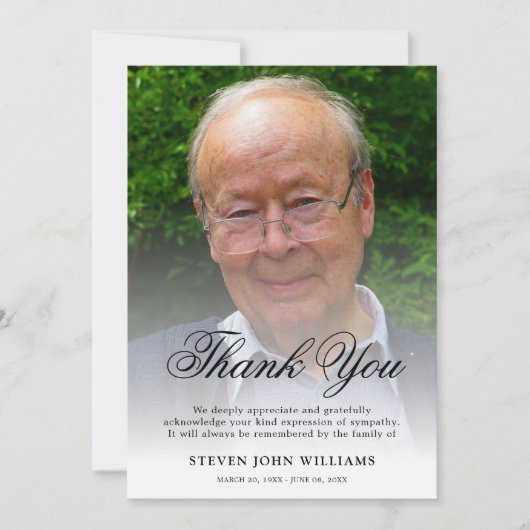 お葬式Thank You Note悲しい写真 |忌引 サンキューカード (正面)
