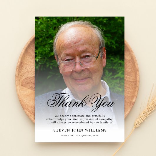 お葬式Thank You Note悲しい写真 |忌引 サンキューカード