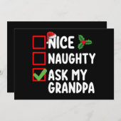 お行儀がいい お行儀が悪い おじいちゃんに聞いて クリスマスプレゼント リスト 家族 招待状 (正面/裏面)