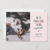 お行儀の良い女の子の面白いペットホリデー写真カード シーズンカード (正面)