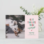 お行儀の良い女の子の面白いペットホリデー写真カード シーズンカード (スタンド正面)