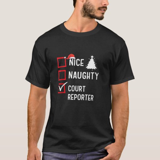 お行儀の良い おかしい クリスマス 法廷 速記者 面白い 休日 Tシャツ (正面)