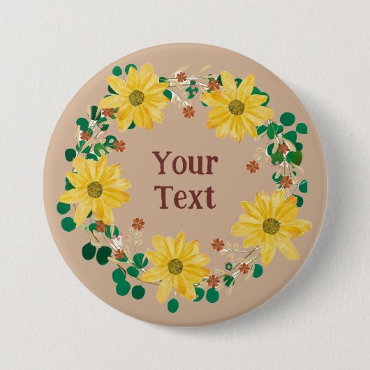お表現客様のスタイルとフローラリースラペルピン 缶バッジ (正面)