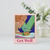 お見舞いの蝶々、ヴィンテージスタイルのポストカード ポストカード (スタンド正面)