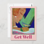 お見舞いの蝶、ヴィンテージスタイルのポストカード ポストカード (正面/裏面)