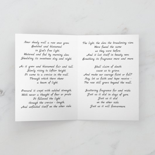 お見舞いカードバラはまだ壁を越えて成長 カード (内部)