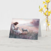 お見舞いカード主イエスと子羊 カード (黄色い花)